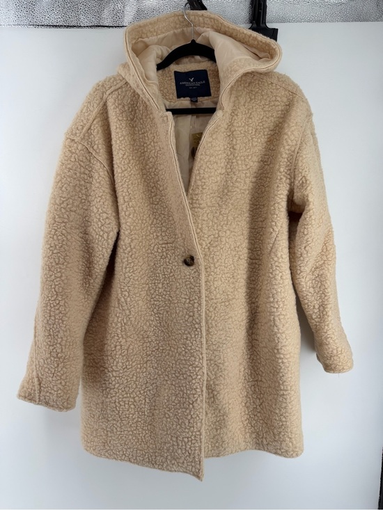 American Eagle Outfitters Jackets & Blazers - NWT American Eagle Outfitters Cream Hooded Teddy Coat Sherpa Wool Blend Size L